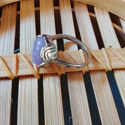 👒 Idéal pour 🎁 fête des mères Bague argentée avec amethyste violette Taille 59 🎁